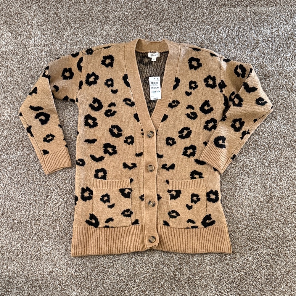 Style & Co. Tan Leopard Print Cardigan